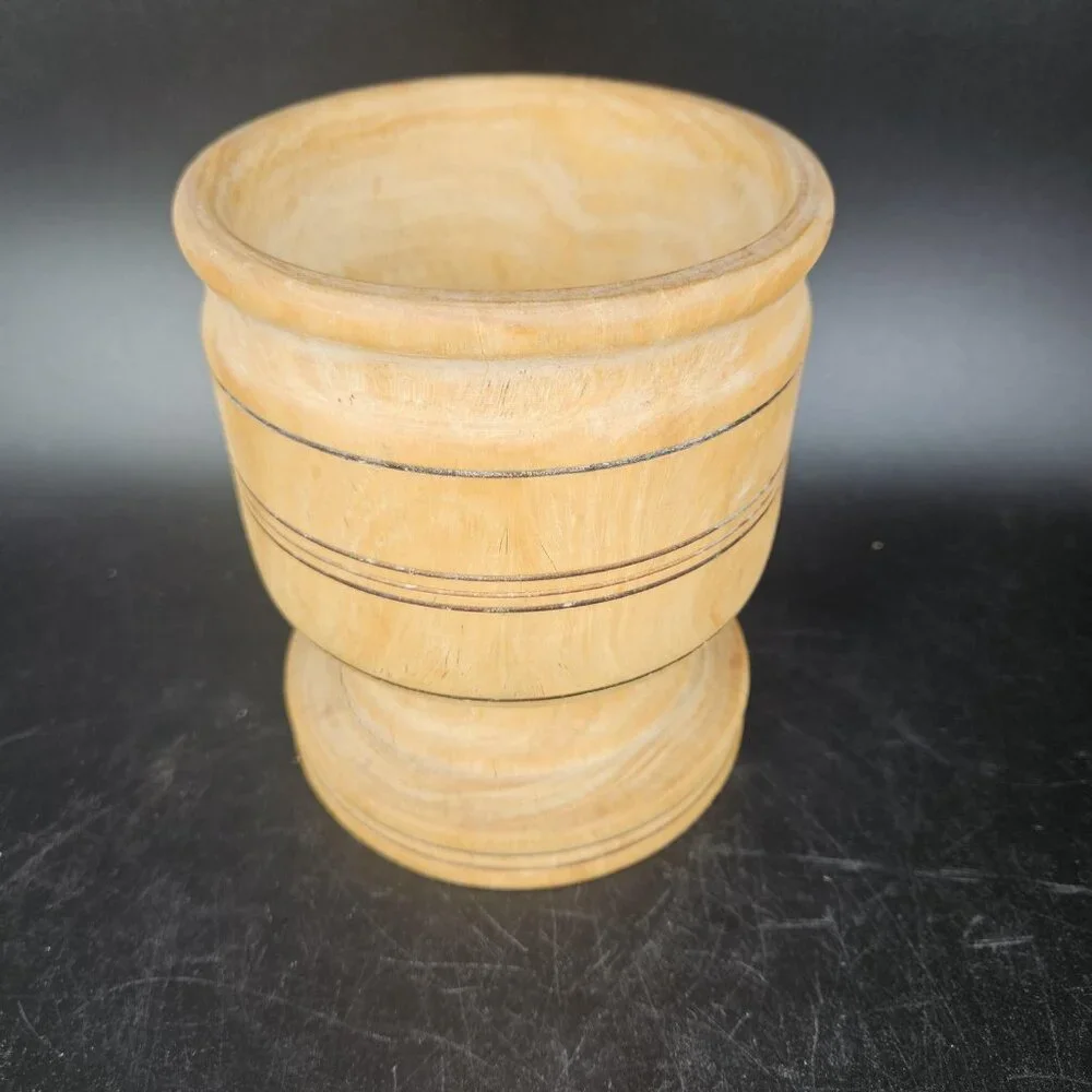 Hand Turned Wood Pedestal Vase Planter Goblet Rustic Boho Farmhouse Decor Home